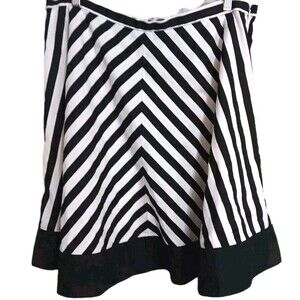 American Living SZ 14 Skirt Black White Chevron  A-line Knee Length 100% Cotton